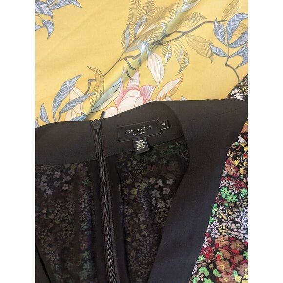 Ted Baker London Women’s 5 US 10-12 Multi Color Puff Sleeve Peplum Blouse Top - Picture 3 of 5